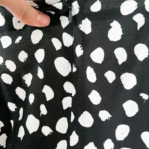 NWT LOFT Dotted Tie Front Flare Black White Dress Small - Picture 4 of 8